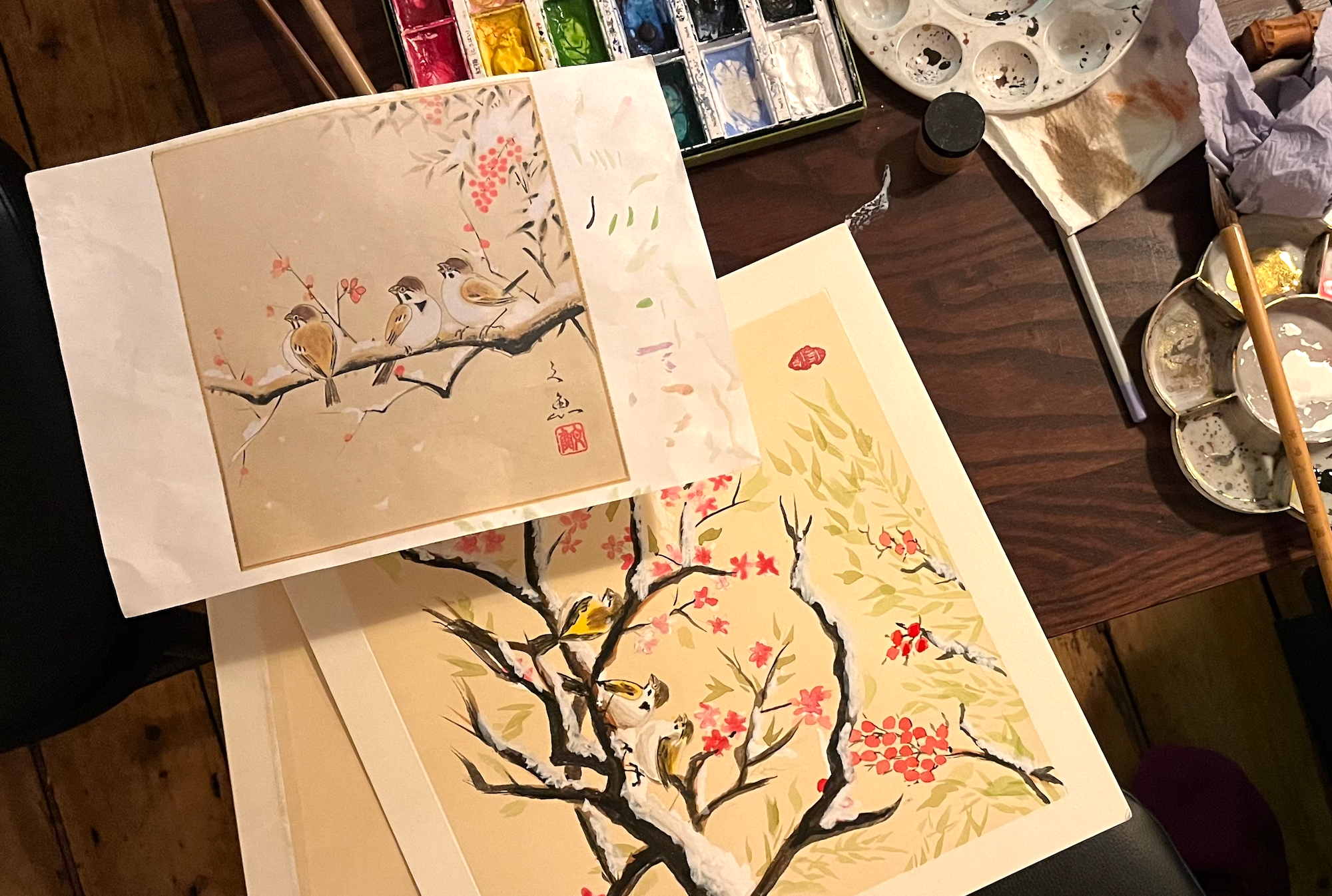 Japanese painting with Floating Art Workshop in Manchester